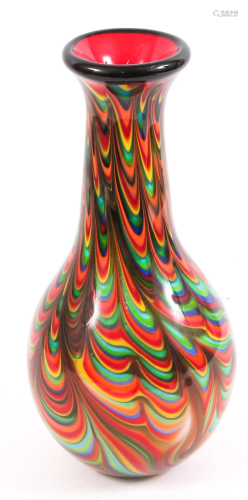 MURANO BLOWN MULTICOLOR SWIRLED ART GLASS V…