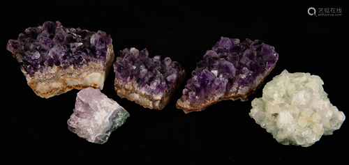 NATURAL AMETHYST AND GREEN FLUORITE CRYSTAL CLUSTERS