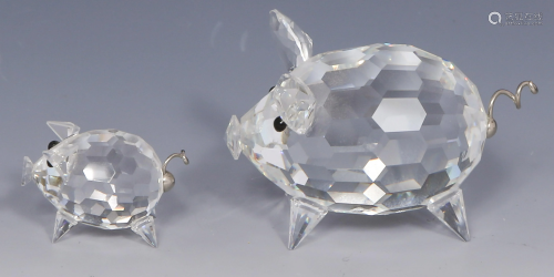 SWAROVSKI SCS CRYSTAL PIG FIGURINES - LOT OF 2