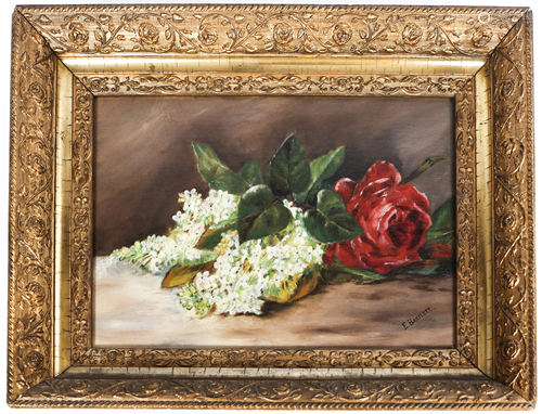 E. BARTLETT FLORAL STILL LIFE OIL ON CANVAS - SIGNED