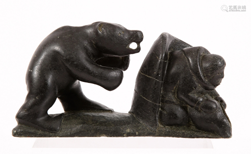 AISA AMITTU INUIT CARVED STONE SCULPTURE - AKULIVIK