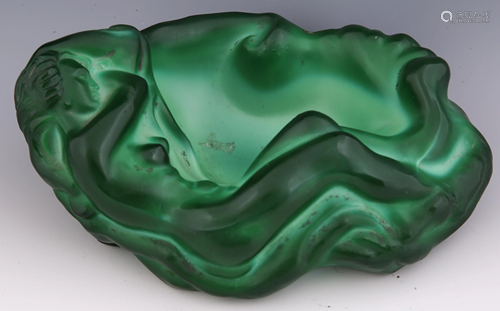 MALACHITE GLASS ART DECO STYLE SOAP DISH