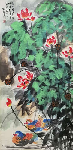 A Chinese Hanging Scroll Painting, Liu Haisu Mark