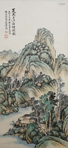 A Chinese Landscape Hanging Scroll Painting, Wu Hufan Mark