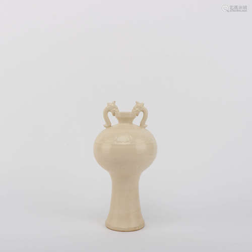 A Ding Kiln Porcelain Vase with Double Dragon Shaped Ears