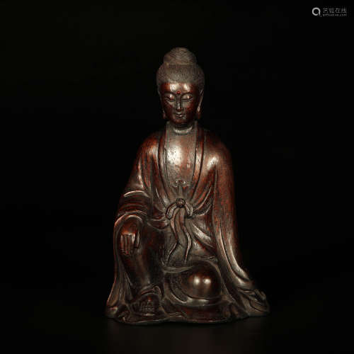 A Bamboo Carved Seated Guanyin Statue