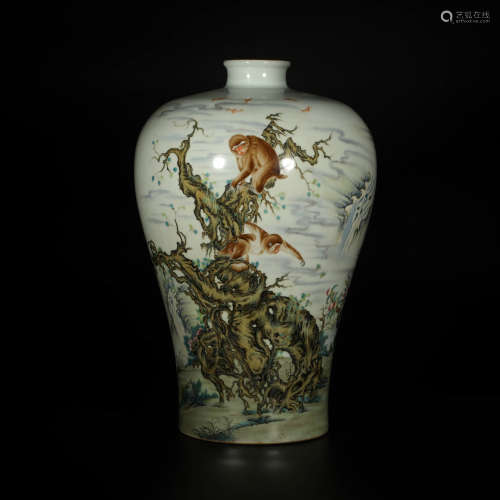 A Famille Rose Painted Porcelain Inscribed Meiping