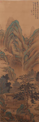 A Chinese Landscape Hanging Scroll Painting, Wen Zhengming Mark