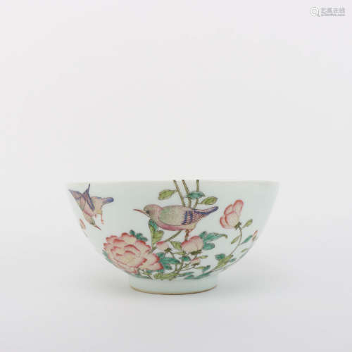 A Famille Rose Bird and Flower Porcelain Bowl