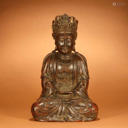 A Sitting Eaglewood Carved  Guanyin Statue