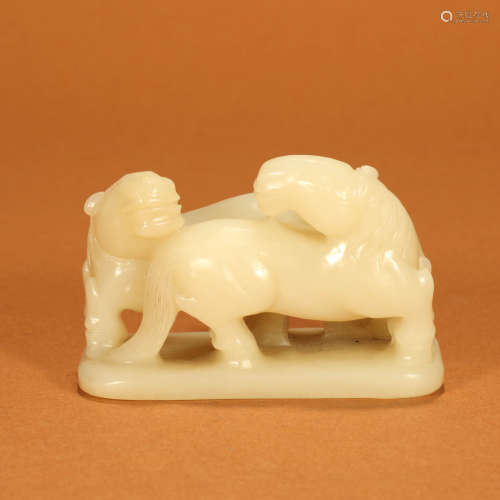 A Hetian Jade Carved Horse Ornament