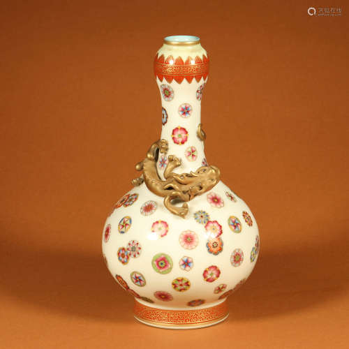 An Iron Red Gilt Dragon and Flower Porcelain Vase