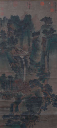 A Chinese Landscape Painting Scroll, Zhao Boju Mark