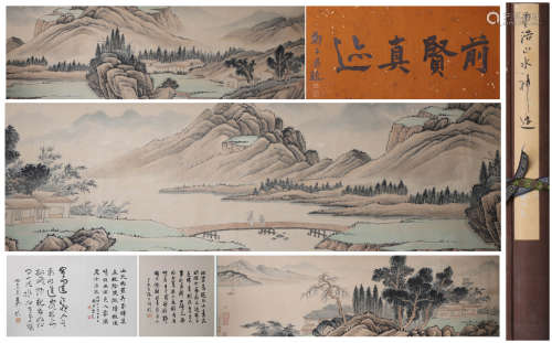 A Chinese Landscape Painting Long Scroll, Dong Gao Mark
