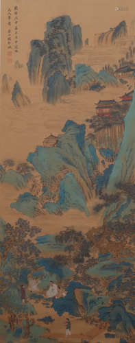 A Chinese Landscape Hanging Scroll Painting, Qian Weicheng Mark