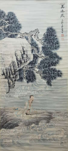 A Chinese Hanging Scroll Painting, Zhang Daqian Mark