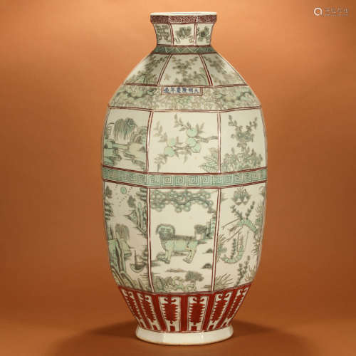 A Famille Verte Octagonal Porcelain Jar