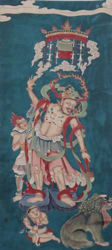 A Chinese Figure Hanging Scroll Painting, Jinkun Mark