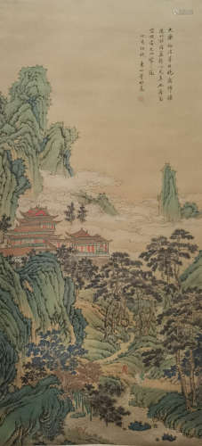 A Chinese Landscape Hanging Scroll Painting, Dong Bangda Mark