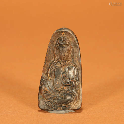 An Eaglewood Carved Guanyin Plaque