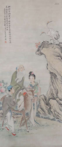 A Chinese Figure Painting Scroll, Huang Shanshou Mark
