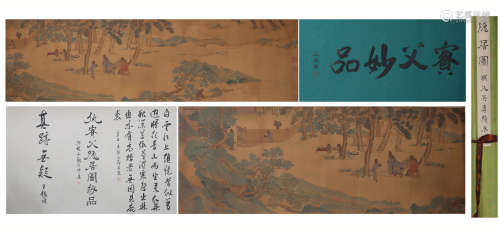 A Chinese Figure Painting Long Scroll, Qiu Ying Mark