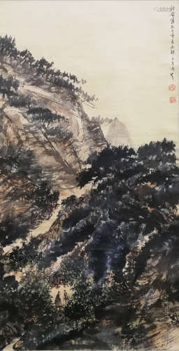 A Chinese Landscape Hanging Scroll Painting, Fu Baoshi Mark