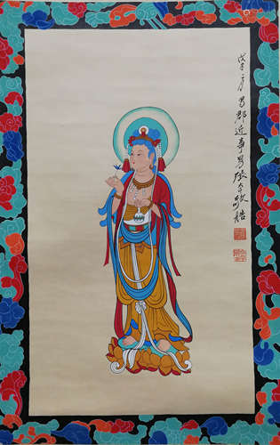 A Chinese Figure Hanging Scroll Painting, Zhang Daqian Mark