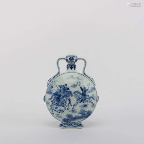 A Blue and White Figure Porcelain Moonflask 