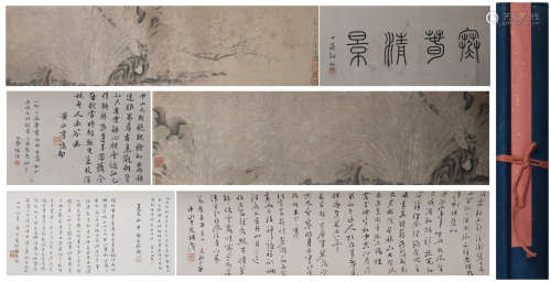 A Chinese Flowers Painting Long Scroll, Zhao Zi'ang Mark