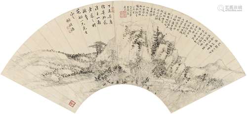 王学浩（1754～1832） 林屋秀岭图 水墨纸本 扇页