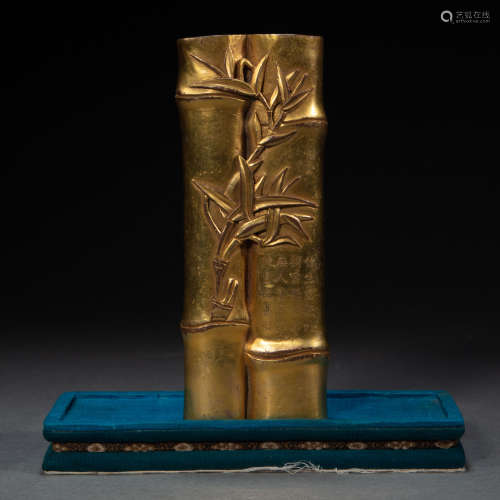 CHINESE GILT BRONZE ARM REST