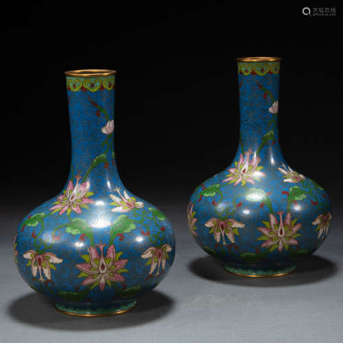 A PAIR OF  CHINESE ENAMEL TIANQIUPING
