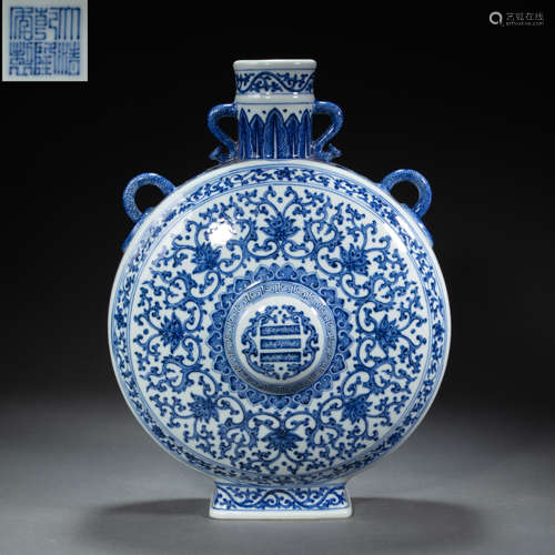 CHINESE PORCELAIN BINAURAL FLAT BOTTLE