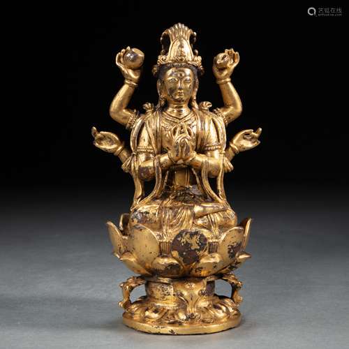 CHINESE GILT BRONZE BUDDHA