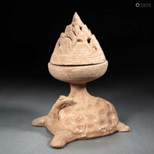 CHINESE  TURTLE-SHAPED POTTERY INCENSE BURNER