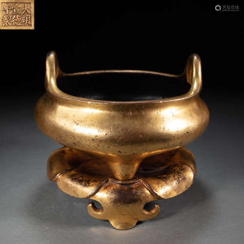 CHINESE GILT BRONZE INCENSE BURNER