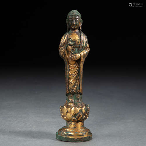 CHINESE GILT BRONZE BUDDHA STATUE