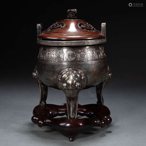 CHINESE SILVER INCENSE BURNER