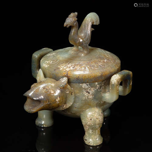 CHINESE HETIAN JADE BIRD FURNACE