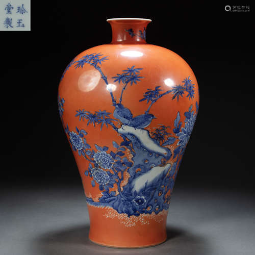 CHINESE PORCELAIN PLUM BOTTLE