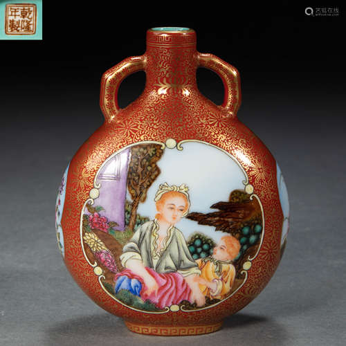 CHINESE PORCELAIN ENAMEL FLAT BOTTLE