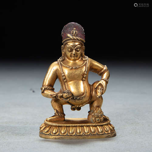 CHINESE GILT BRONZE STATUE OF THE GOD OF WEALTH BUDDHA