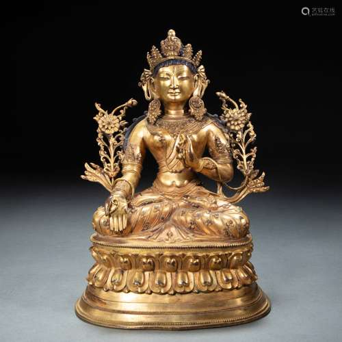 CHINESE GILT BRONZE BUDDHA STATUE