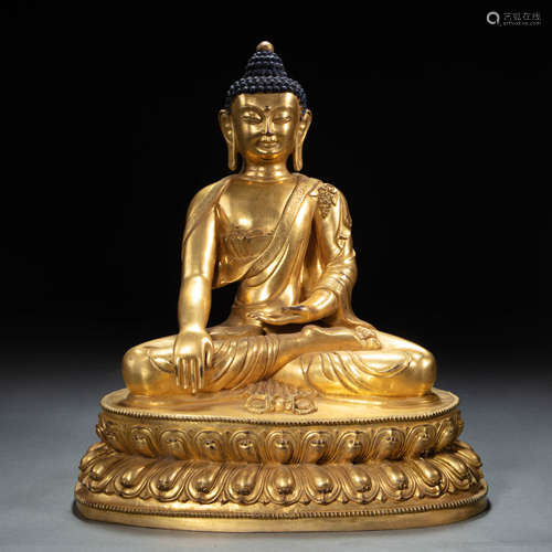 CHINESE GILT BRONZE BUDDHA STATUE