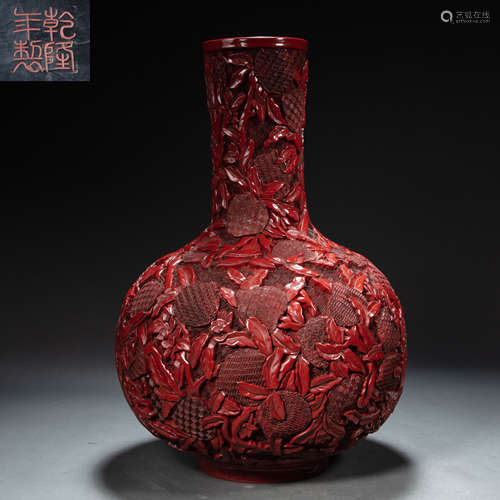 CHINESE LACQUER TIANQIUPING VASE