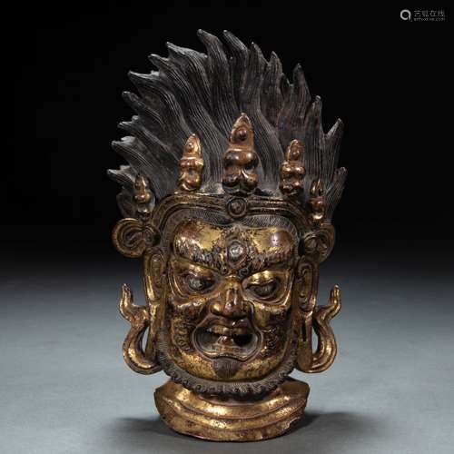 CHINESE GILT BRONZE BUDDHA HEAD