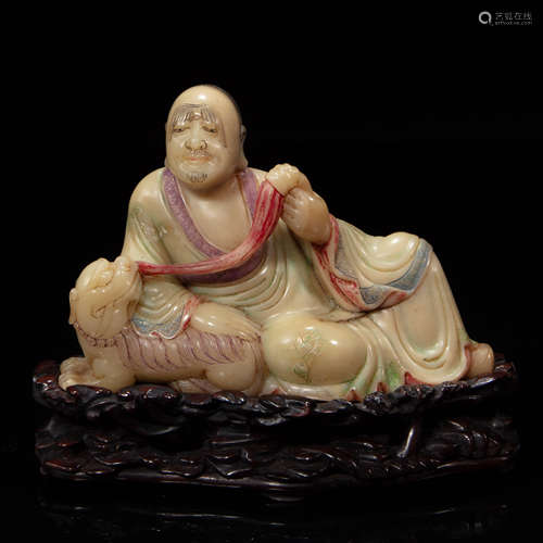 CHINESE SHOUSHAN STONE ARHAT STATUE