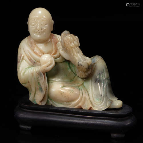 CHINESE SHOUSHAN STONE ARHAT STATUE