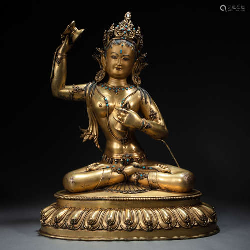 CHINESE GILT BRONZE BUDDHA STATUE